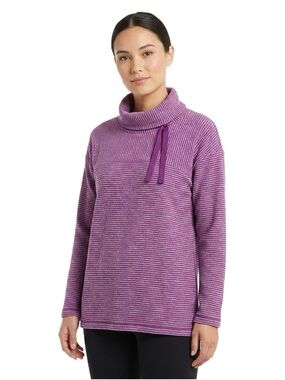 Talbots Purple Striped Cowl Neck Pullover Sweater